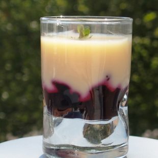 PANNA COTTA WITH WHITE CHOCOLATE, BLACKCURRANT COMPOTE