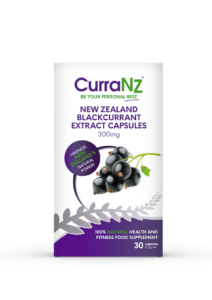 packet of CurraNZ (New Zealand blackcurrant extract capsules)