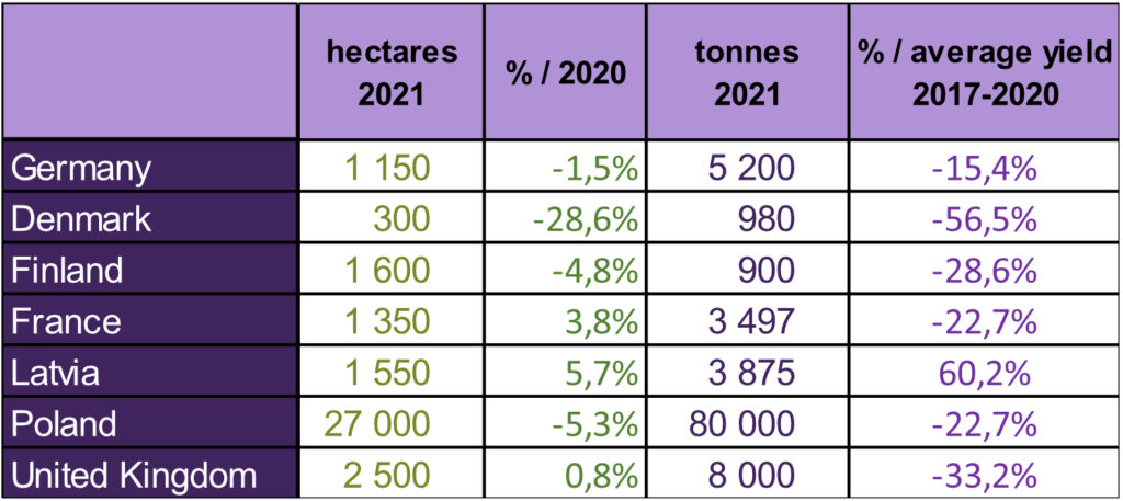 blackcurrant harvest 2021 main statistics